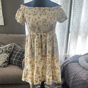 1x Yellow Floral Smocked sunflower Sundress